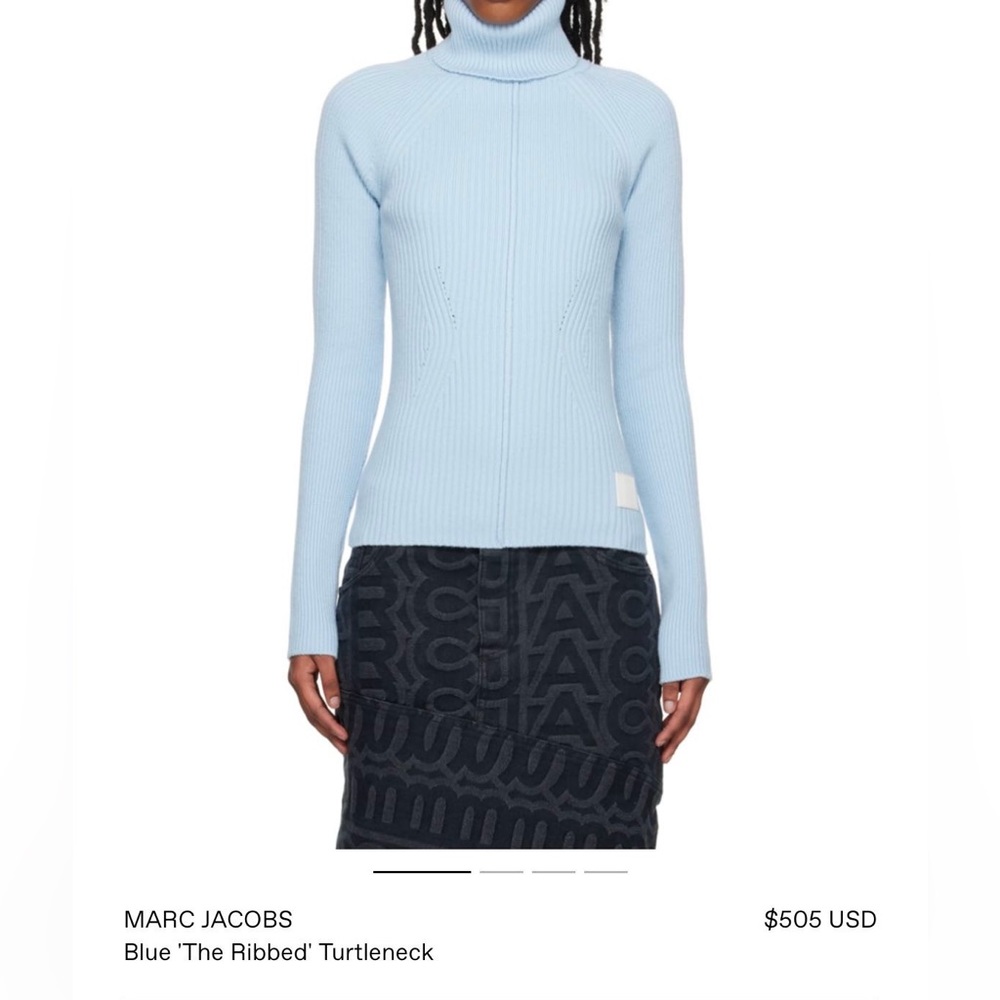 Marc Jacobs Ribbed Turtle Neck Sweater in Baby Blue